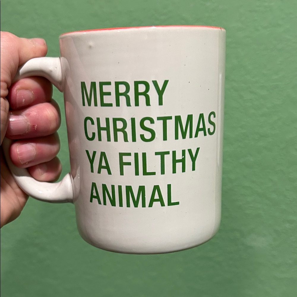 White Christmas Mug with Green Text